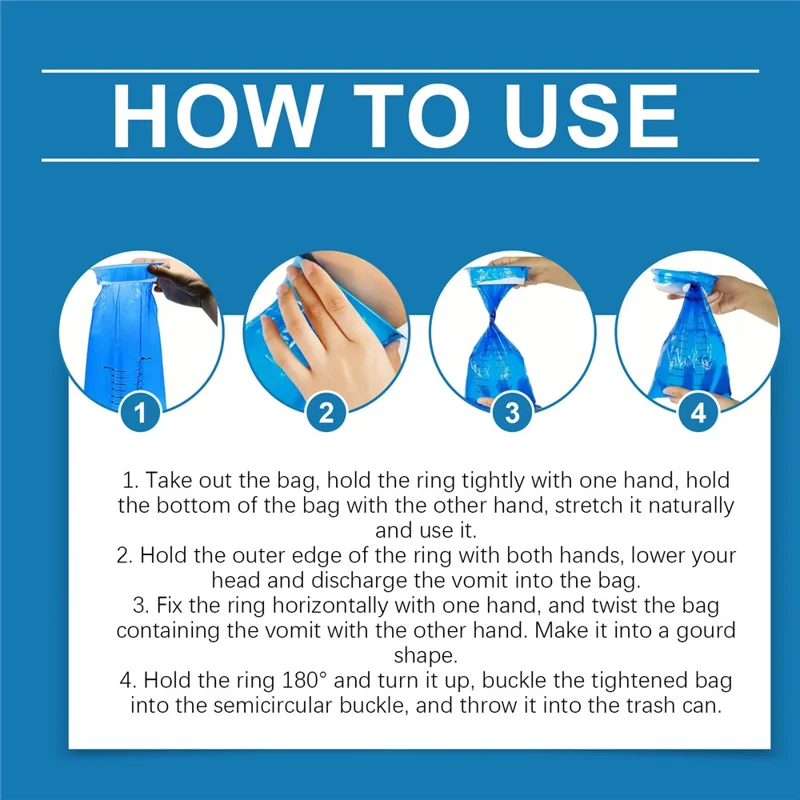 HOZONEX HZ-F01-0023-01 Leak Proof Portable Vomit Bag for Travel Motion Sickness Pregnant Women Nausea Bag