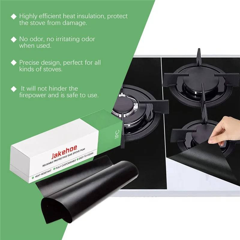JAKEHOE JH-C09-0121-01 Gas Stove Protector Film Heat Resistant Fiberglass Non Stick Stovetop Cover