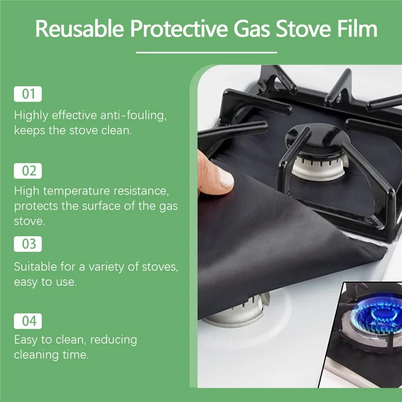 JAKEHOE JH-C09-0121-01 Gas Stove Protector Film Heat Resistant Fiberglass Non Stick Stovetop Cover