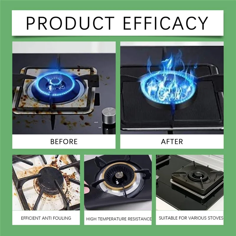 JAKEHOE JH-C09-0121-01 Gas Stove Protector Film Heat Resistant Fiberglass Non Stick Stovetop Cover