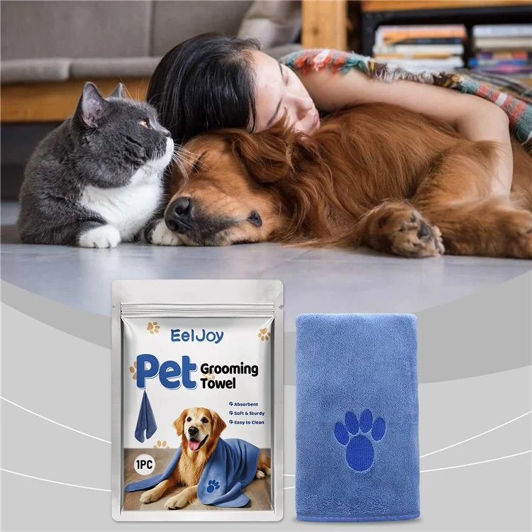 EELJOY EJ-G01-0008-01 Asciugamano Super Assorbente per la Toelettatura di Animali Domestici, Asciugatura Rapida in Microfibra per Cani