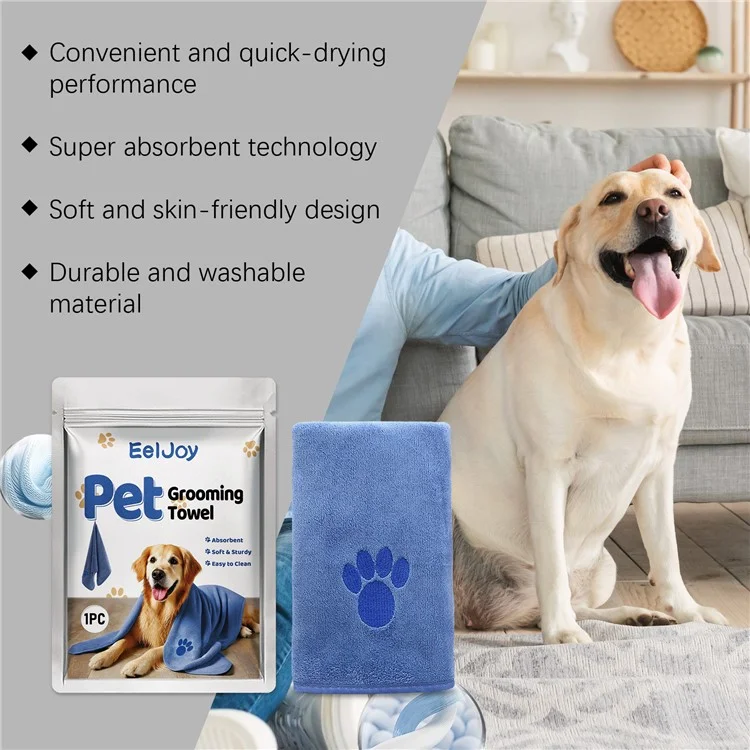 EELJOY EJ-G01-0008-01 Asciugamano Super Assorbente per la Toelettatura di Animali Domestici, Asciugatura Rapida in Microfibra per Cani
