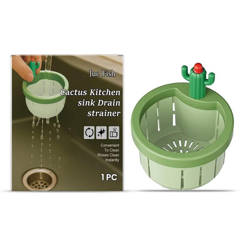 JUE-FISH JU-C09-0130-01 Passoire de Évier en Forme de Cactus Anti-Obstruction Filtre de Déchets de Cuisine