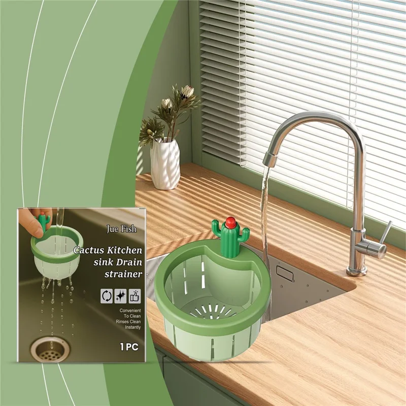 JUE-FISH JU-C09-0130-01 Passoire de Évier en Forme de Cactus Anti-Obstruction Filtre de Déchets de Cuisine
