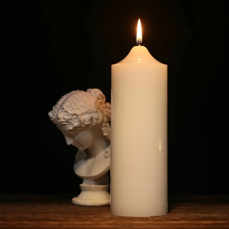 7x25cm Classic White Pointed Top Round Candle for Home Lighting Dinner Decoration Party Illumination