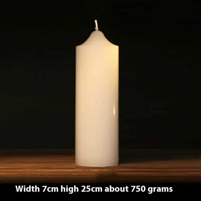 7x25cm Classic White Pointed Top Round Candle for Home Lighting Dinner Decoration Party Illumination