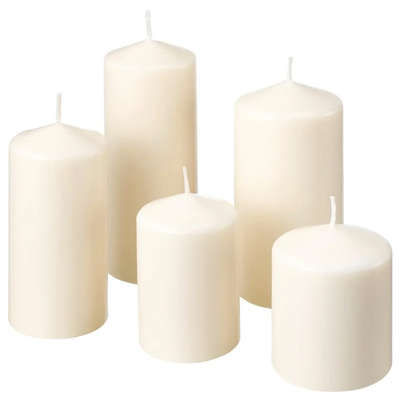 5Pcs Unscented Pillar Candles Smokeless Natural Wax Candle Set for Home Party Emergency Use