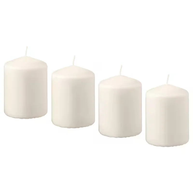 4Pcs 8cm Height Unscented Pillar Candles Long Burning Time Smokeless Candles for Home Decor Dinner Emergency