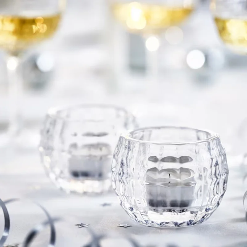 Transparent Glass Candle Holder Candlelight Prop Dining Table Candle Container Home Decor