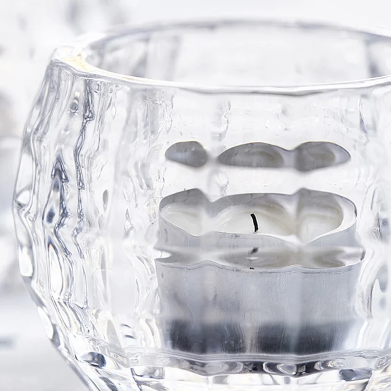 Transparent Glass Candle Holder Candlelight Prop Dining Table Candle Container Home Decor