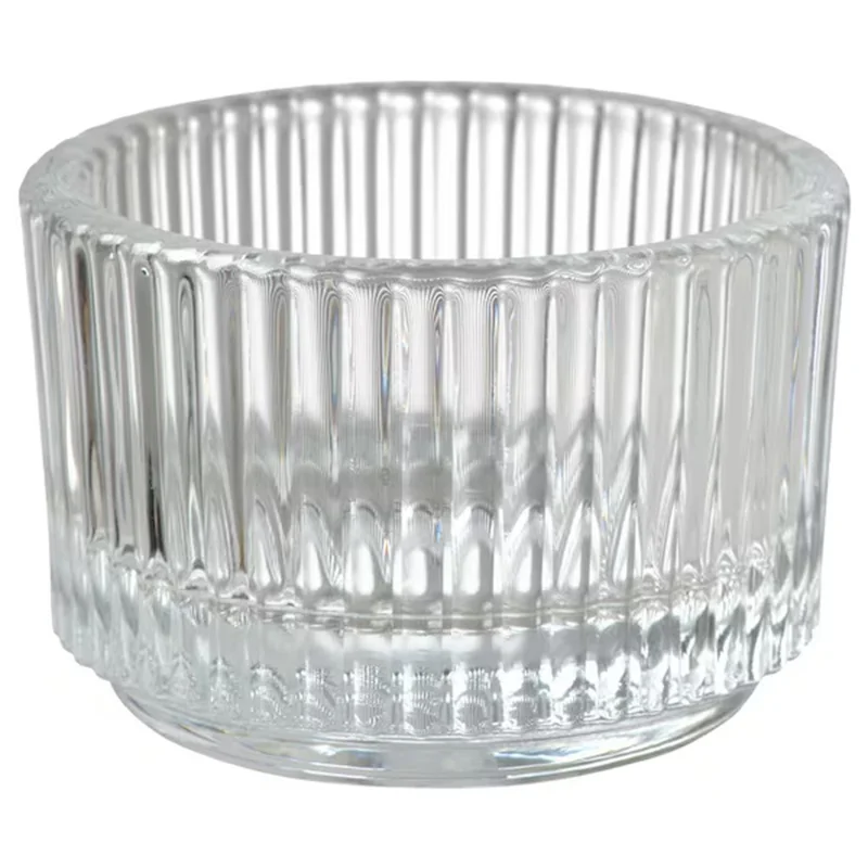Clear Glass Candle Holder Modern Minimalist Round Decorative Candle Container