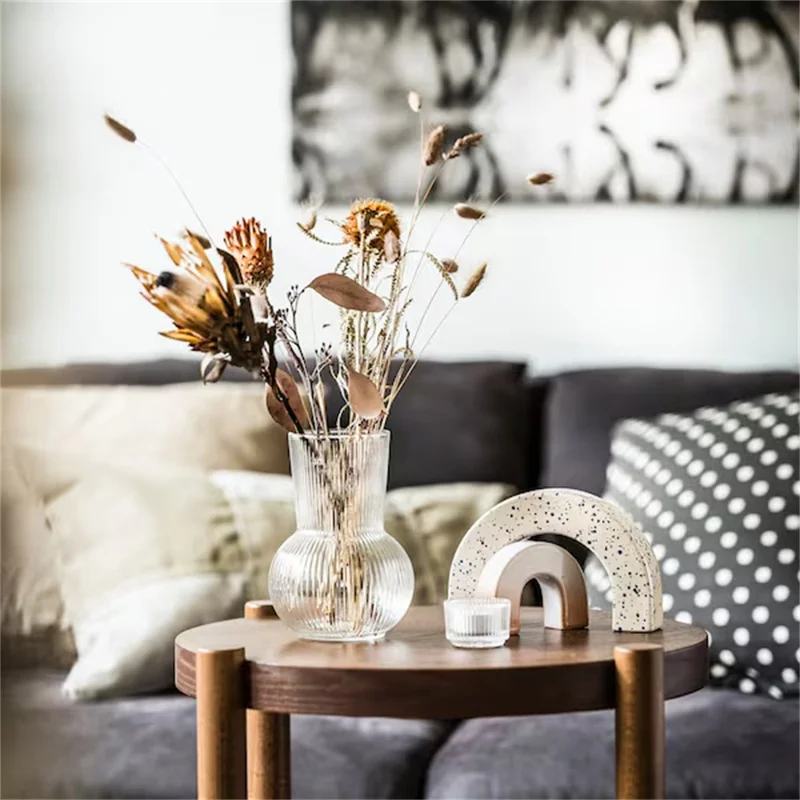 Clear Glass Candle Holder Modern Minimalist Round Decorative Candle Container
