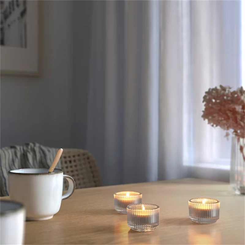 Clear Glass Candle Holder Modern Minimalist Round Decorative Candle Container