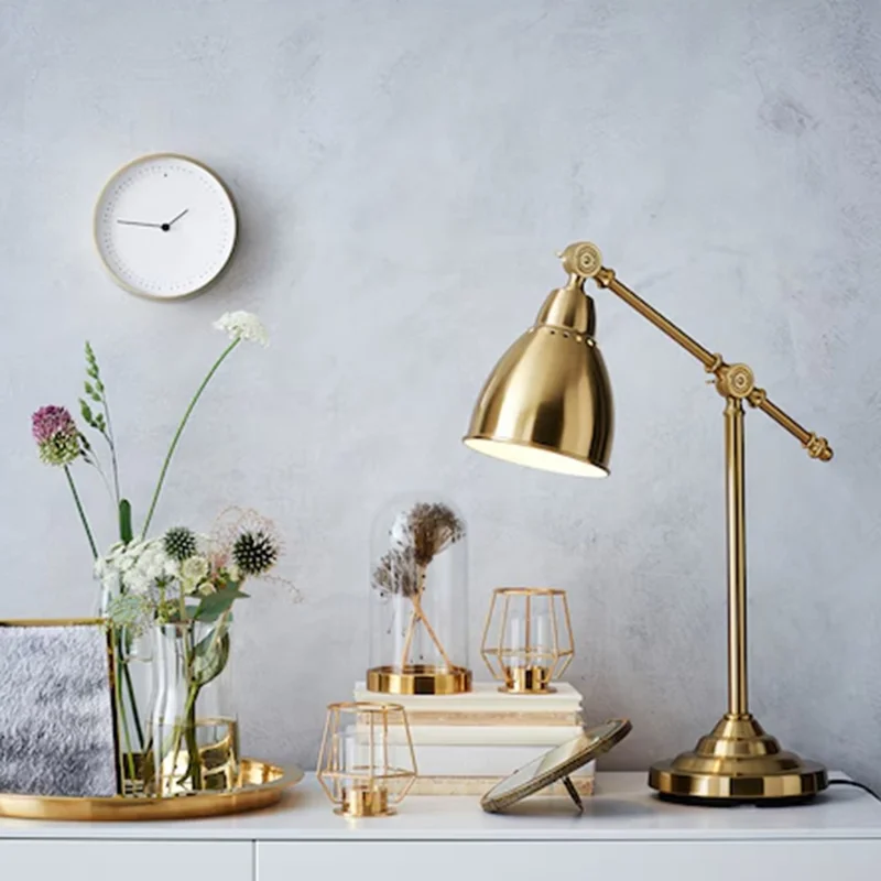Modern Gold Candle Holder with Glass Cover Nordic Style Decorative Metal Candlestick