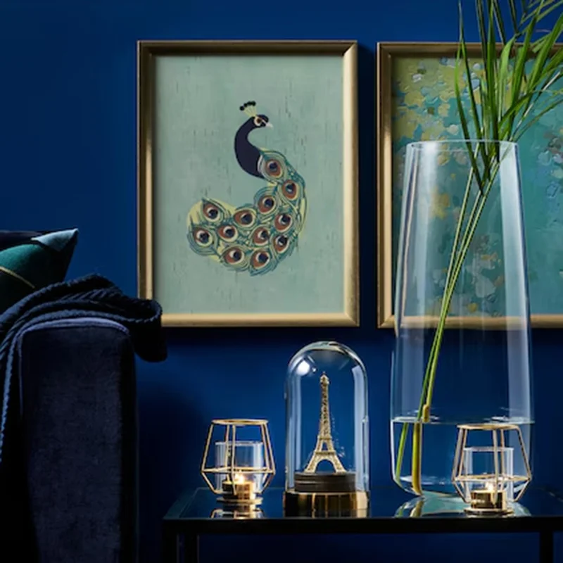 Modern Gold Candle Holder with Glass Cover Nordic Style Decorative Metal Candlestick
