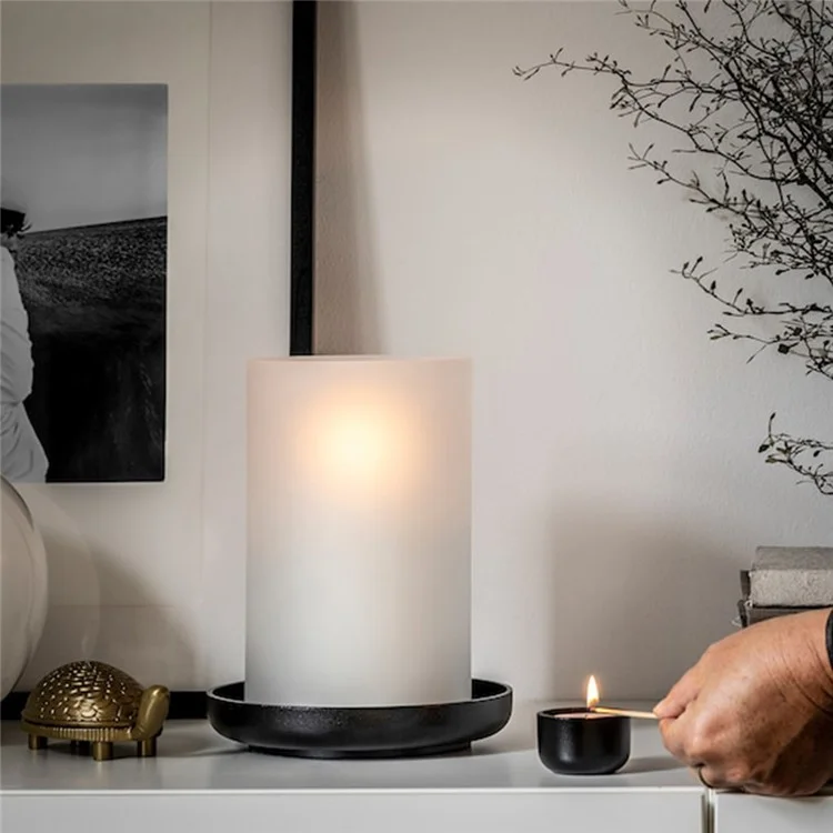 Aluminum Candle Holder Black Metal Tealight Cup Home Decor for Living Room Bedroom Study