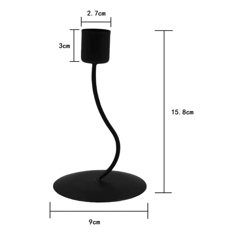 Curved Iron Candle Holder Vintage Candlelight Dinner Prop Home Dining Table Decoration - Black