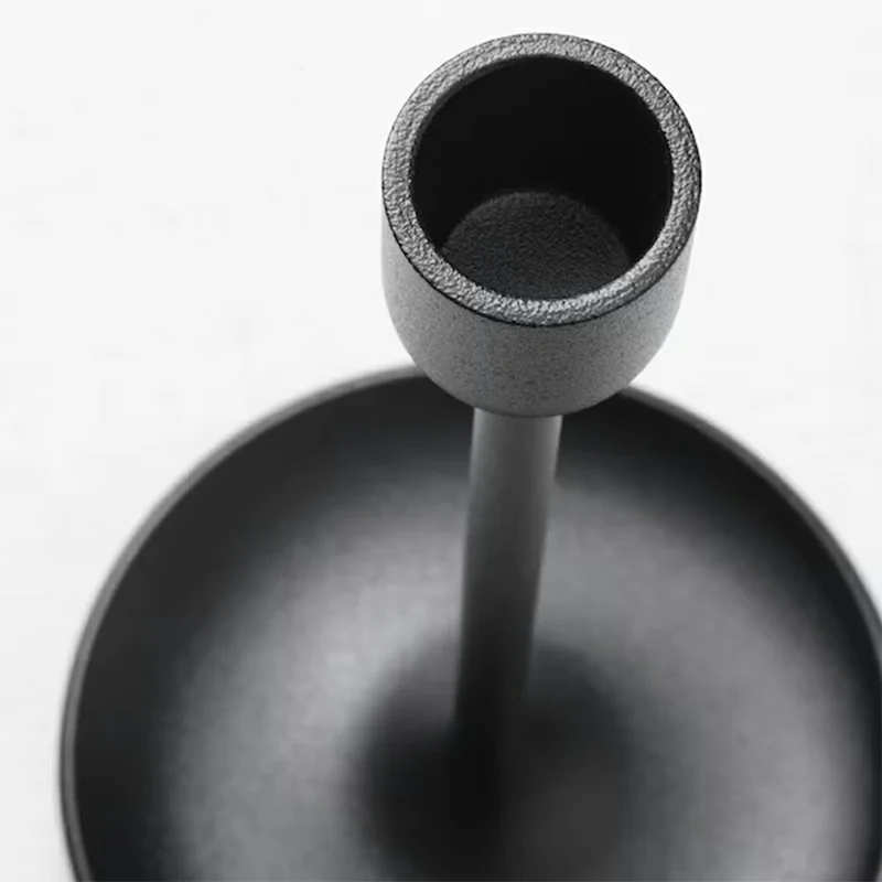 Conjunto de 3 Peças de Suportes para Velas em Metal Minimalista com Base Estável para Mesa de Jantar, Quarto e Escritório - Preto