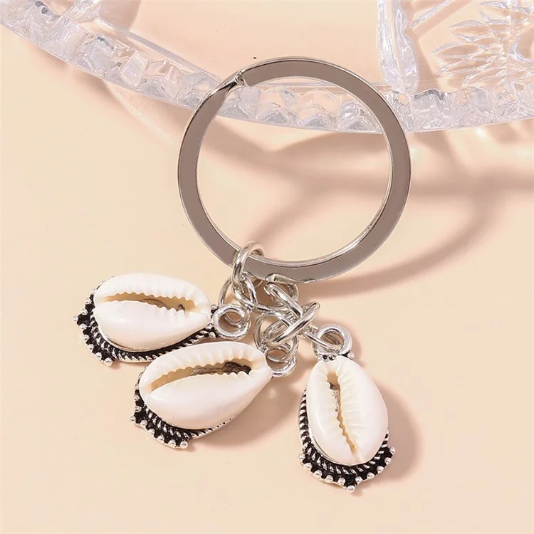 Porte-clés Vintage de Coquillage de Plage Charm Créatif de Coquillage de Cowrie Ornement Suspendu