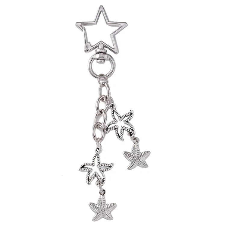 Vintage Starfish / Seashell Pendant Keychain Summer Beach Handbag Keyring Ornament - Starfish