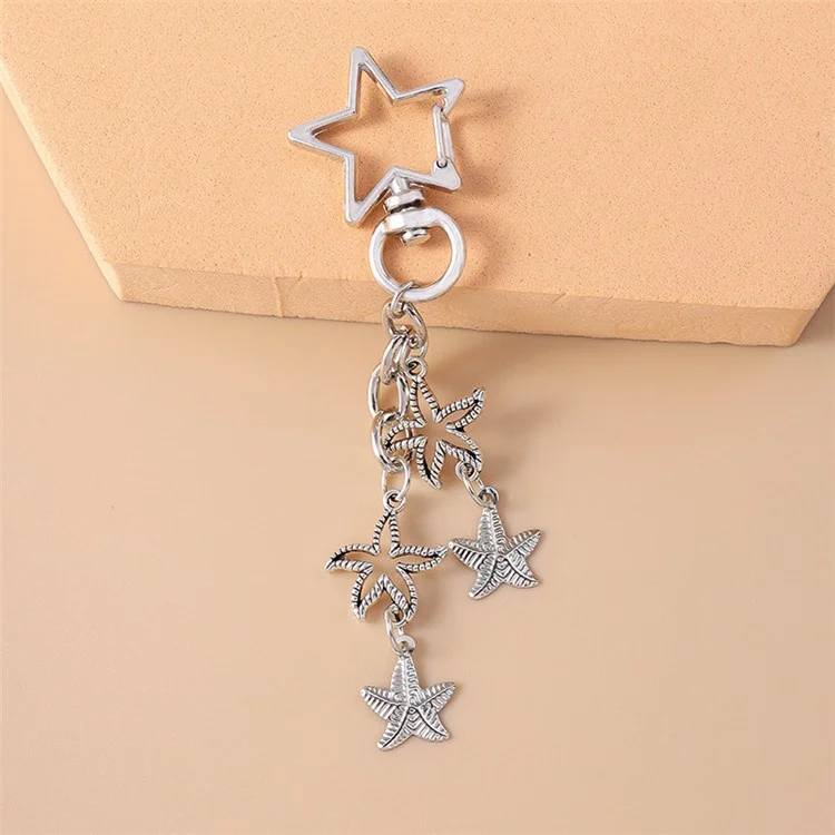 Vintage Starfish / Seashell Pendant Keychain Summer Beach Handbag Keyring Ornament - Starfish