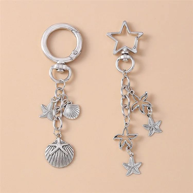 Vintage Starfish / Seashell Pendant Keychain Summer Beach Handbag Keyring Ornament - Starfish