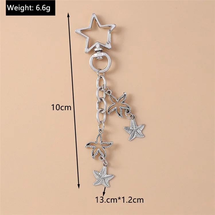 Vintage Starfish / Seashell Pendant Keychain Summer Beach Handbag Keyring Ornament - Starfish
