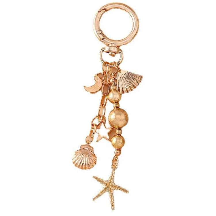 Creative Starfish / Heart Pendant Zinc Alloy Keychain Backpack Hanging Ornament Key Ring - Starfish
