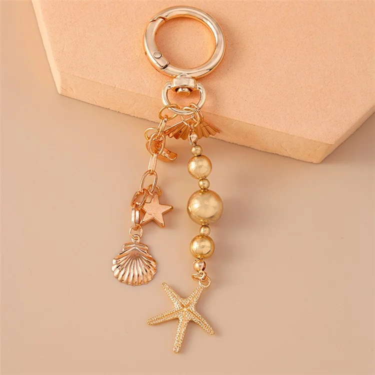 Creative Starfish / Heart Pendant Zinc Alloy Keychain Backpack Hanging Ornament Key Ring - Starfish