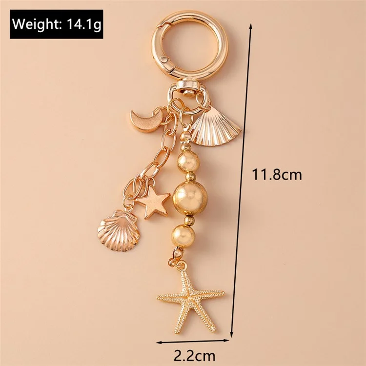 Creative Starfish / Heart Pendant Zinc Alloy Keychain Backpack Hanging Ornament Key Ring - Starfish
