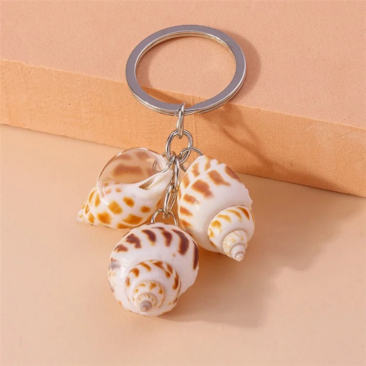 Creative Conch Shell Backpack Key Ring Hanging Ornament Beach Seashell Pendant Keychain