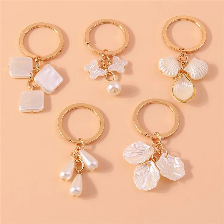 Shell Butterfly Waterdrop Pendant Keychain Hanging Ornament for Handbag Key Ring - Shell