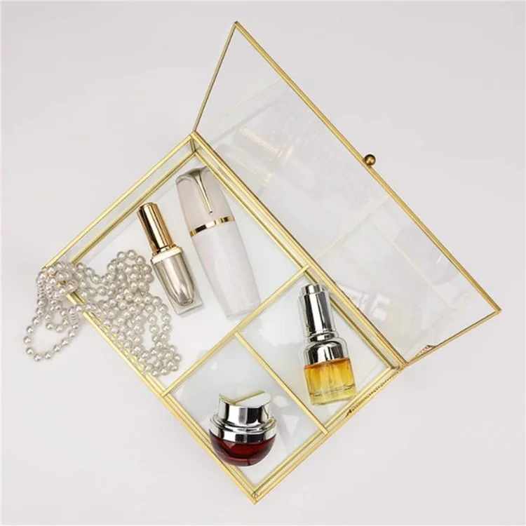 Transparente Glasschmuckbox mit Deckel - Rechteckige Aufbewahrungsbox für Ohrringe, Halsketten und Armbänder