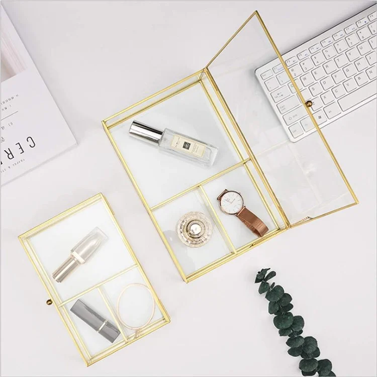 Transparente Glasschmuckbox mit Deckel - Rechteckige Aufbewahrungsbox für Ohrringe, Halsketten und Armbänder