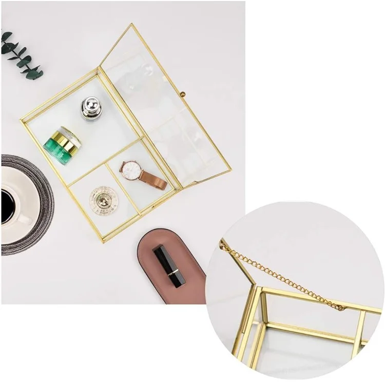 Transparente Glasschmuckbox mit Deckel - Rechteckige Aufbewahrungsbox für Ohrringe, Halsketten und Armbänder