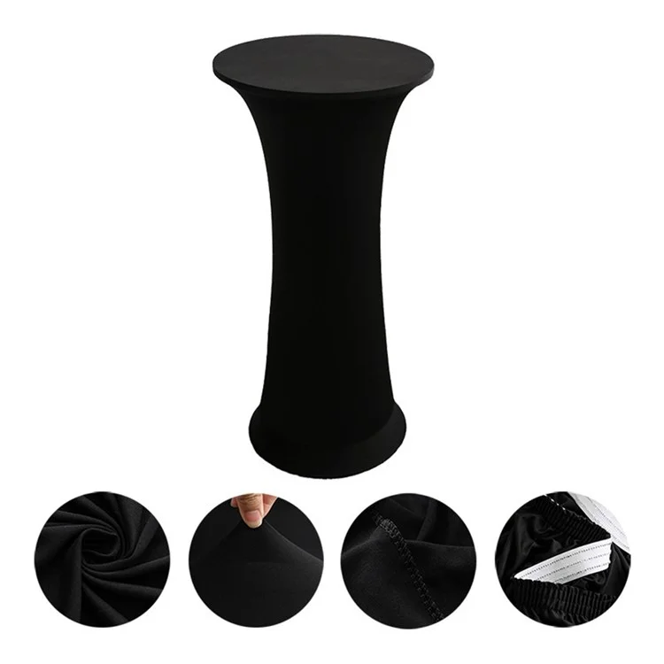 Round Cocktail Table Cover for Wedding Party Event Elastic Tablecloth, 60cm Diameter  /  110cm Height - Black