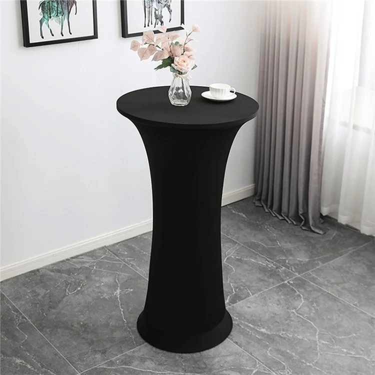 Round Cocktail Table Cover for Wedding Party Event Elastic Tablecloth, 60cm Diameter  /  110cm Height - Black