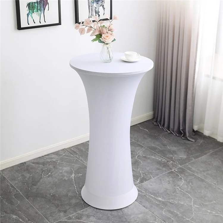 Round Cocktail Table Cover for Wedding Party Event Elastic Tablecloth, 60cm Diameter  /  110cm Height - Black