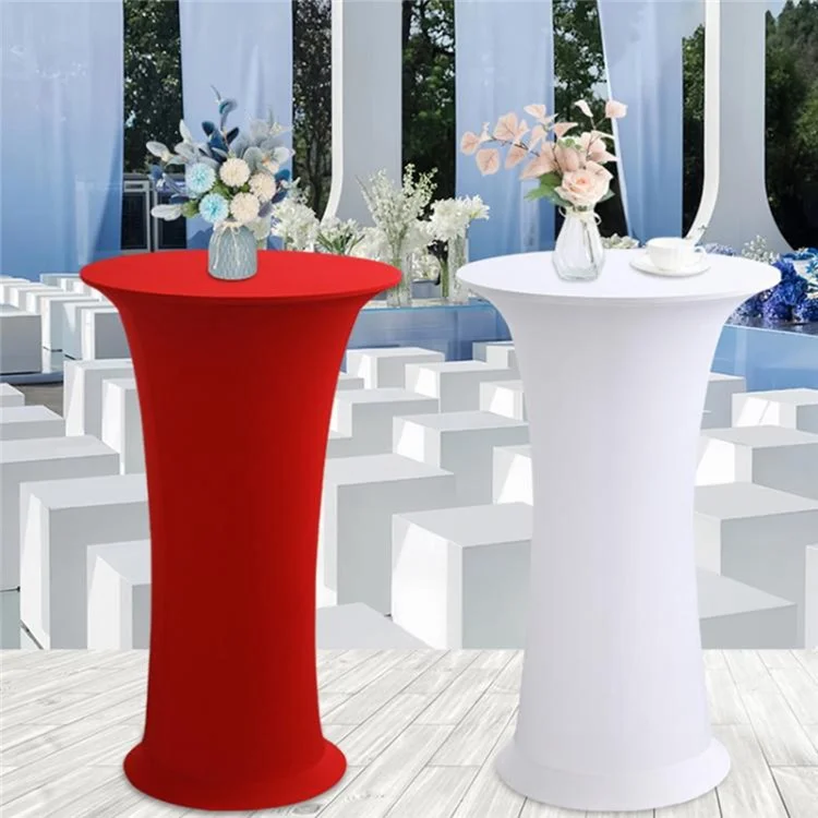 Round Cocktail Table Cover for Wedding Party Event Elastic Tablecloth, 60cm Diameter  /  110cm Height - Black