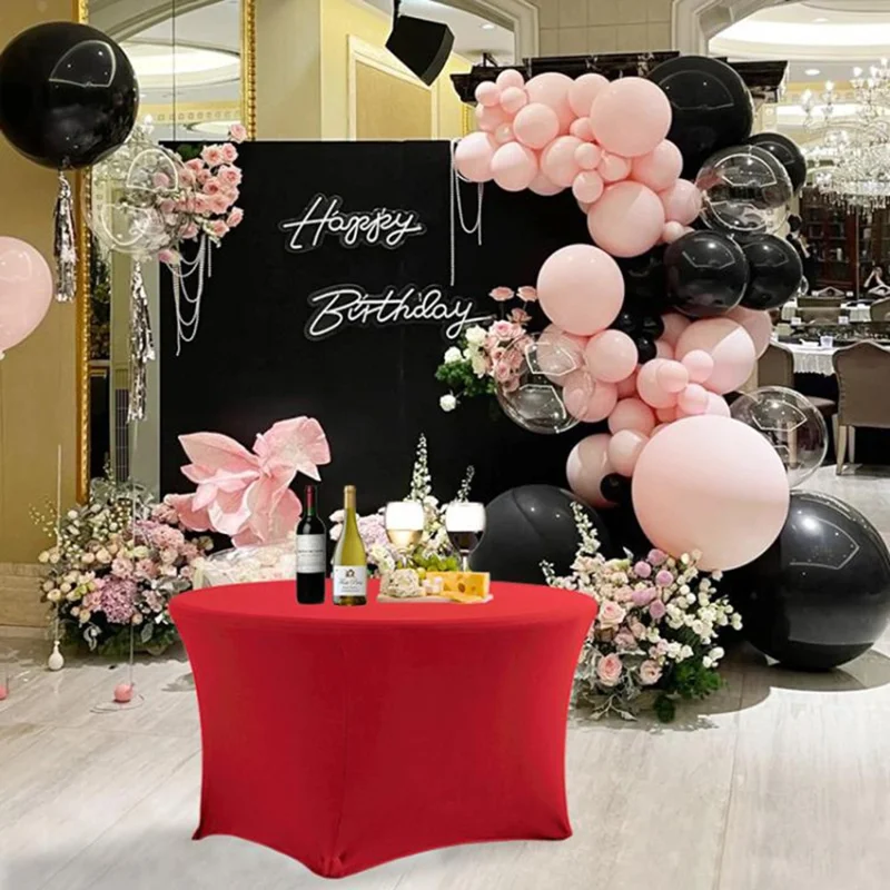 Round Tablecloth 6FT / 183cm Diameter 75cm Height Stretch Table Cover for Wedding Hotel Party - Black