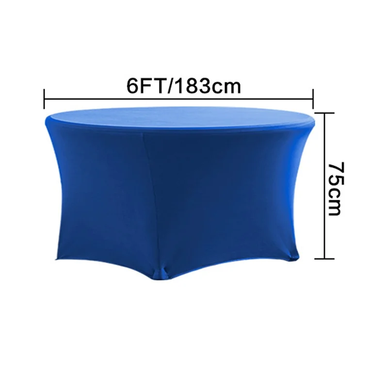Round Tablecloth 6FT / 183cm Diameter 75cm Height Stretch Table Cover for Wedding Hotel Party - Black