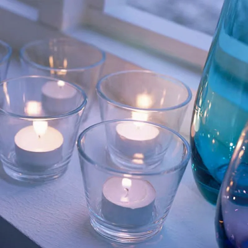 4PCS / Set Glass Candle Holders for Tealight Candles Crystal Clear Decorative Candlesticks Home Decor
