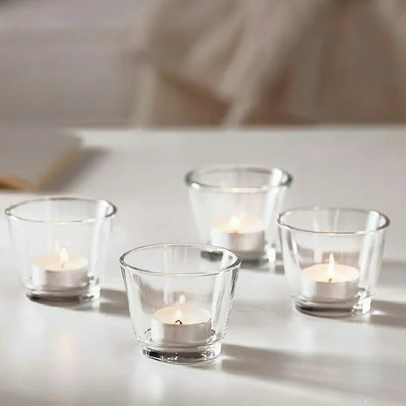 4PCS / Set Glass Candle Holders for Tealight Candles Crystal Clear Decorative Candlesticks Home Decor