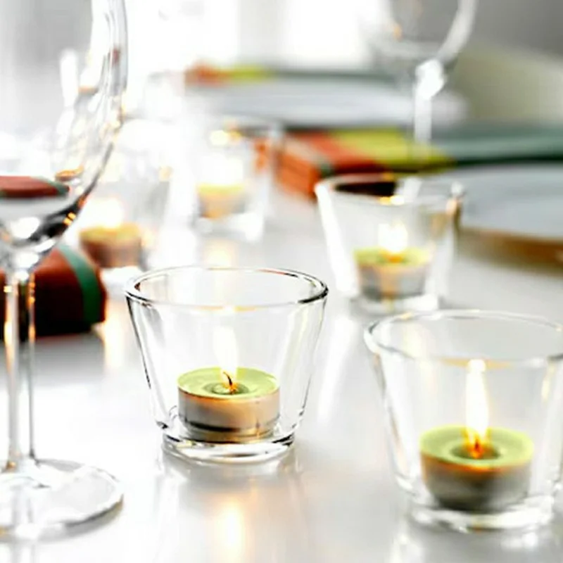 4PCS / Set Glass Candle Holders for Tealight Candles Crystal Clear Decorative Candlesticks Home Decor