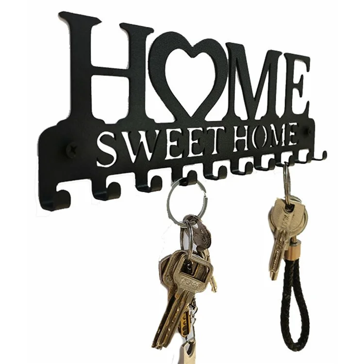 Carbon Steel HOME Creative Key Holder Wall Mount Rack with 10 Hooks Storage Organizer