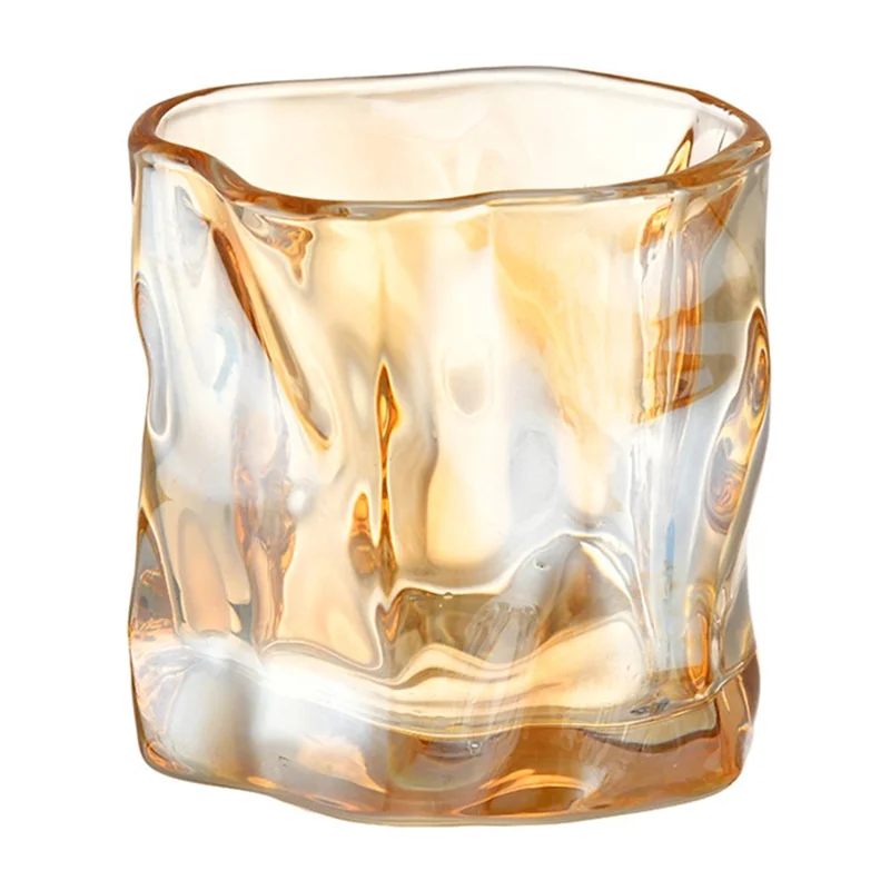 250ML Verre Tasse Eau Mug Tasse à Café Verre à Bière Conception Irrégulière Torsadée pour la Maison / Bureau (Pas de FDA) - Jaune