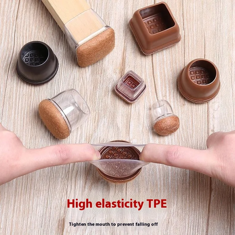 8Pcs Square Chair Leg Covers for 28-35mm Furniture Feet Protectors Noise Reducing Anti-Slip Wear-Resistant - Transparent