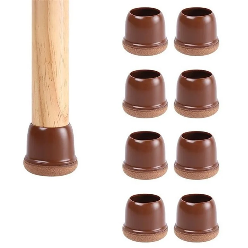 8Pcs Chair Leg Covers for 19-25mm Legs Noise Reducing Furniture Feet Caps Round Anti-Slip Floor Guards for Home - Brown