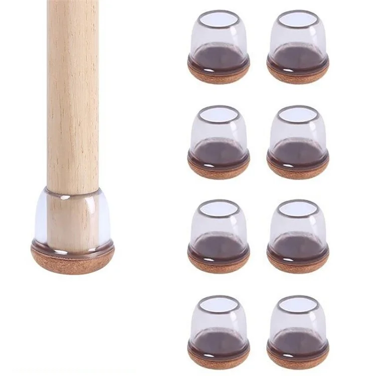 8Pcs Chair Leg Covers for 19-25mm Legs Noise Reducing Furniture Feet Caps Round Anti-Slip Floor Guards for Home - Transparent