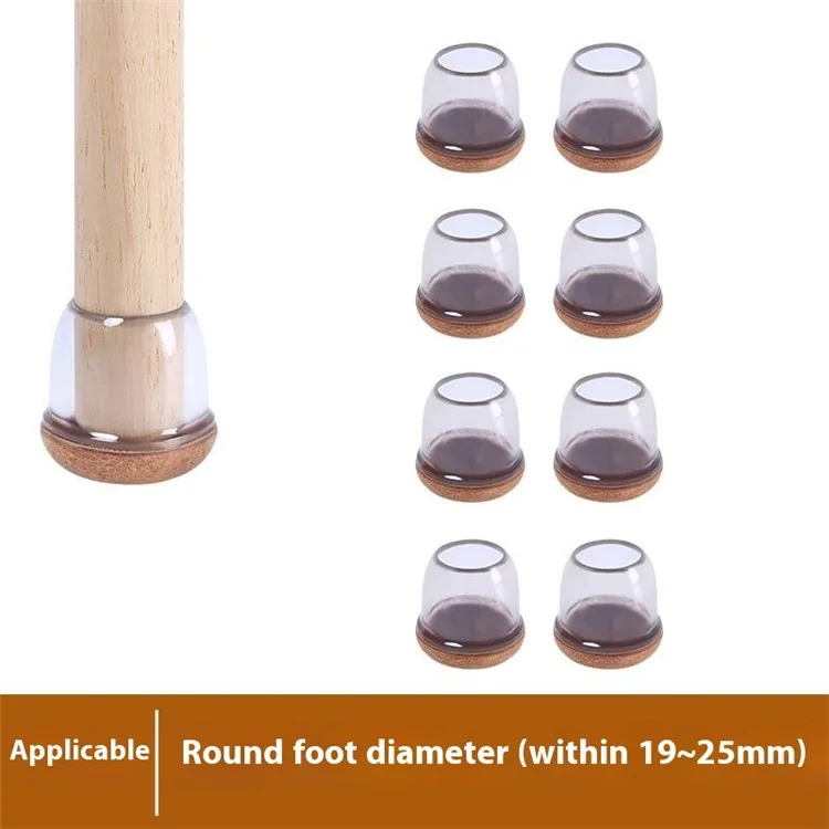 8Pcs Chair Leg Covers for 19-25mm Legs Noise Reducing Furniture Feet Caps Round Anti-Slip Floor Guards for Home - Transparent